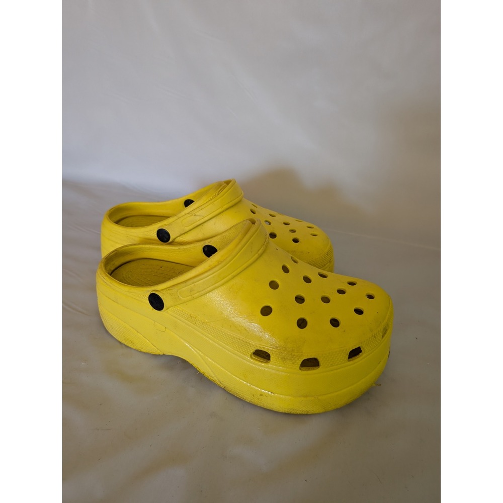 Yellow Platform Clogs‎ Women Size 11 Chunky Slip On Comfort Shoes Bright Summer